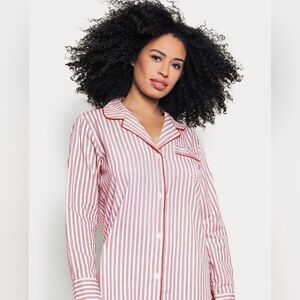 Petite Plume Women’s Red Stripe Cotton Night Top Size S